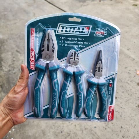 Bộ Kìm Total THT1K0301 - Gồm Kìm Cắt, Kìm Điện và Kìm Mỏ Nhọn Chống Gỉ, Dụng Cụ Tiện Ích Cao Cấp cho Gia Đình