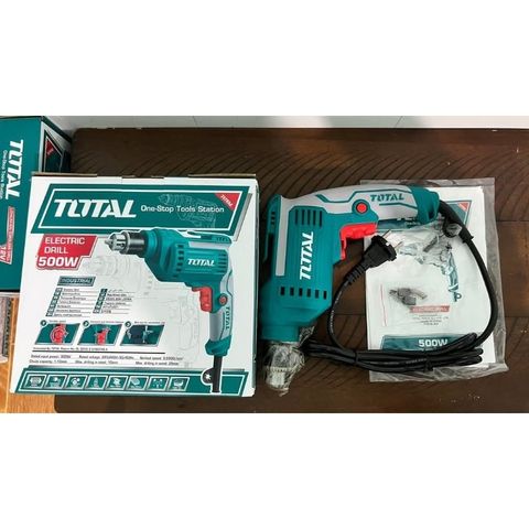 Máy khoan tốc độ cao 500W Total TD2051026E - Khả năng khoan 1.0-10mm, Tốc độ 0-3300rpm, Dụng cụ tiện ích chất lượng cao