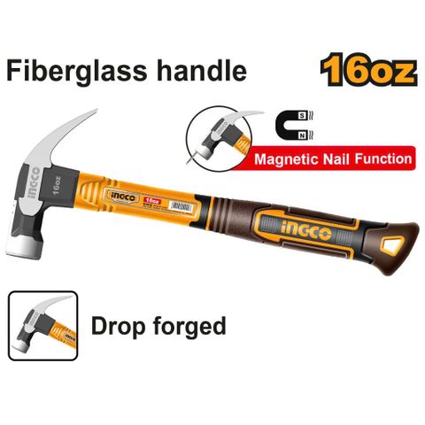Búa Nhổ Đinh 450g Có Nam Châm Ingco HCH81016 - Dụng Cụ Tiện Ích Chắc Chắn, Tiện Lợi cho Công Trình Xây Dựng