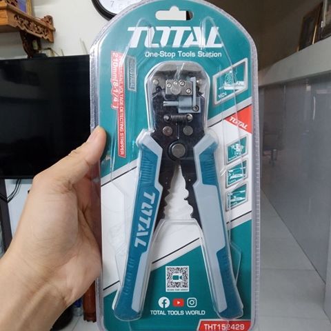Kìm Tuốt Dây Điện Phát Hiện Điện Áp Total THT152429 K - Dụng Cụ Tháo Lắp Dây 10AWG Đến 24AWG, Chức Năng Cắt và Uốn Thông Minh