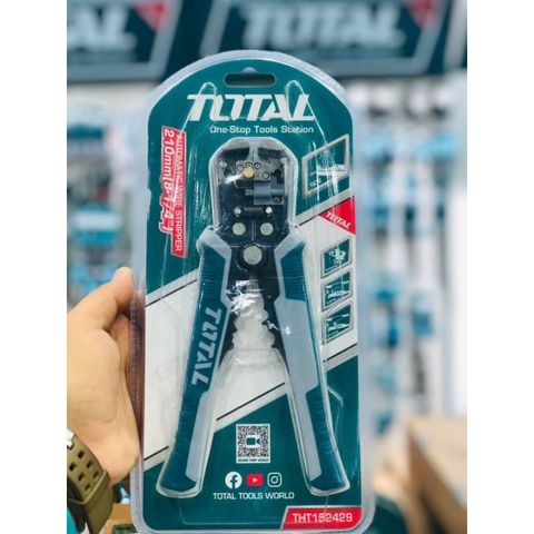 Kìm Tuốt Dây Điện Phát Hiện Điện Áp Total THT152429 K - Dụng Cụ Tháo Lắp Dây 10AWG Đến 24AWG, Chức Năng Cắt và Uốn Thông Minh
