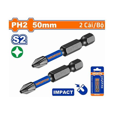 Bộ 2 Mũi Bắt Vít PH2 50mm Wadfow - Thép Công Nghiệp S2, Đầu Tối Ưu Chống Gãy, Dụng Cụ Tiện Ích Xây Dựng