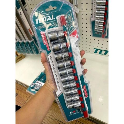 Bộ đầu tuýp 6 cạnh 1/2 inch 10 chi tiết Total THT121101 - Thép CrV cao cấp, chất lượng tốt cho thợ sửa chữa chuyên nghiệp