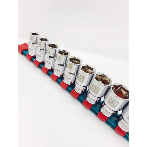 Bộ đầu tuýp 6 cạnh 1/2 inch 10 chi tiết Total THT121101 - Thép CrV cao cấp, chất lượng tốt cho thợ sửa chữa chuyên nghiệp
