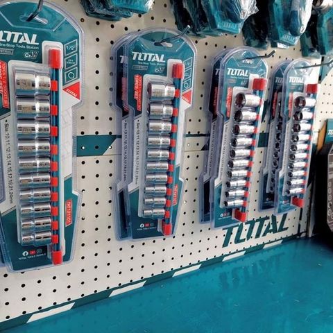 Bộ đầu tuýp 6 cạnh 1/2 inch 10 chi tiết Total THT121101 - Thép CrV cao cấp, chất lượng tốt cho thợ sửa chữa chuyên nghiệp