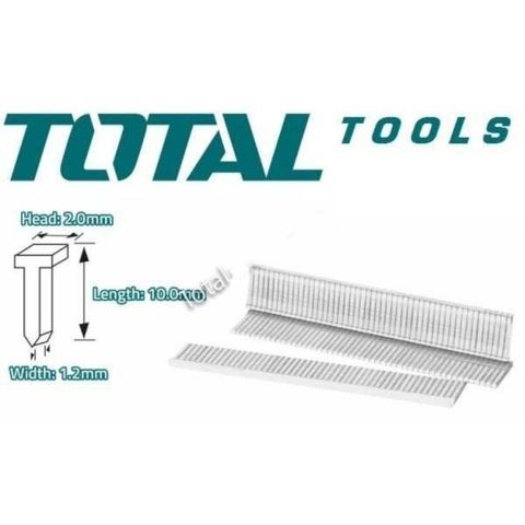 Đinh bấm thẳng 10mm Total THT39105 - Chất lượng cao, dùng cho thiết bị văn phòng và xây dựng, 5000 cái/hộp, màu trắng bạc.