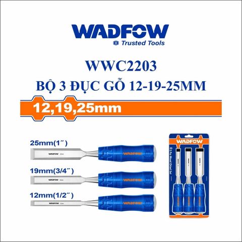Bộ 3 đục gỗ Wadfow 12-19-25mm - Dụng cụ tiện ích chính xác cho thợ mộc và DIY