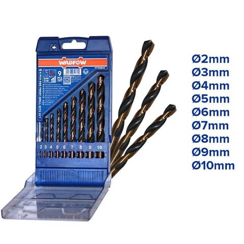 Bộ 9 Mũi Khoan Xoắn Ốc HSS Wadfow - Đường Kính 2mm Đến 10mm, Hộp Nhựa Tiện Dụng Cho Dụng Cụ Làm Việc