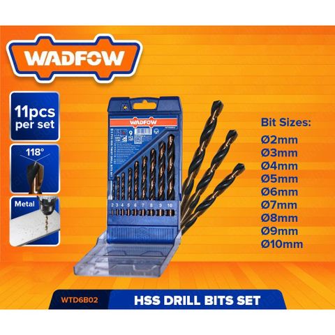 Bộ 9 Mũi Khoan Xoắn Ốc HSS Wadfow - Đường Kính 2mm Đến 10mm, Hộp Nhựa Tiện Dụng Cho Dụng Cụ Làm Việc