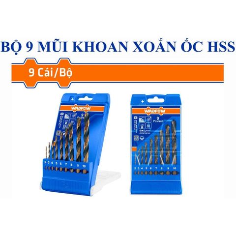 Bộ 9 Mũi Khoan Xoắn Ốc HSS Wadfow - Đường Kính 2mm Đến 10mm, Hộp Nhựa Tiện Dụng Cho Dụng Cụ Làm Việc