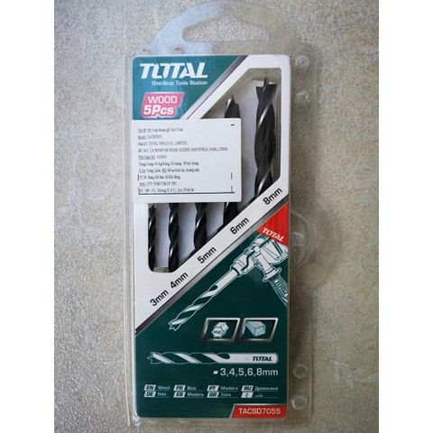 Bộ Mũi Khoan Gỗ 5 Chi Tiết Total TACSD7055 - Dụng Cụ Tiện Ích Chất Lượng Cao Cho Thợ Mộc và DIY