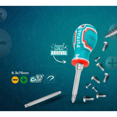 Tuốc Nơ Vít Đầu Dẹp và Bake Total THT250216 - Dụng Cụ Tiện Ích Thép CR-V, Tay Cầm Hoán Đổi Dễ Dàng