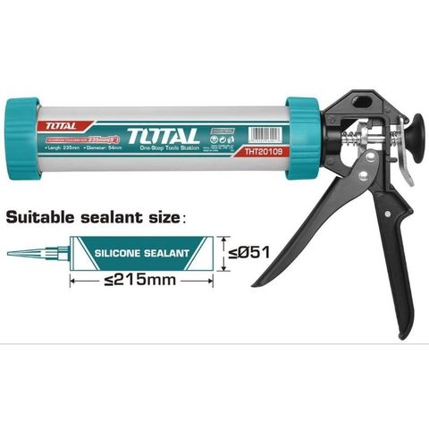 Súng Bơm Keo Silicon Thân Nhôm Total THT20112 - Dụng Cụ Tiện Ích 305mm x 55mm Chính Hãng Trung Quốc