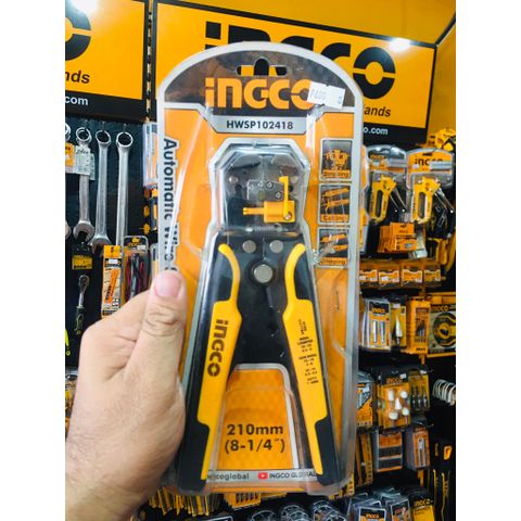Kìm Tước Dây 3 trong 1 Ingco HWSP102418 - Kìm Cắt, Bấm Cos Tự Động Cho Dây Đồng 0,2-6mm², 10-22 AWG