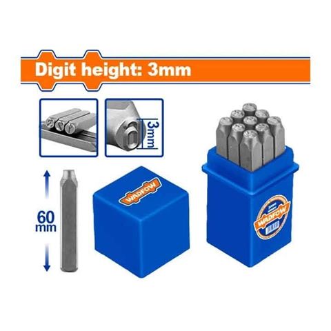 Bộ 9 Mũi Đột Chữ Số 3mm Wadfow - Thép Cacbon Chất Lượng Cao Đầu Đục Cứng 0-9, Dụng Cụ Tiện Ích Nghệ Thuật