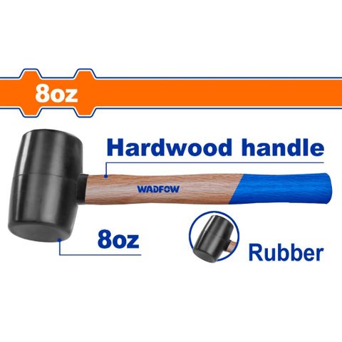 Búa Cao Su Đen 220g Wadfow WMB7301 - Dụng Cụ Tiện Ích Chất Lượng với Tay Cầm Gỗ Cứng, Phù Hợp Cho Thợ Sửa Chữa và Dự Án DIY