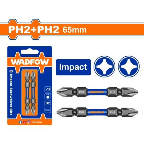 Bộ 2 Mũi bắt vít PH2 65mm Wadfow - Dụng cụ công nghiệp S2, Đầu mũi từ tính, Giảm gãy đầu, Tiện ích sửa chữa