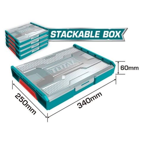 Hộp nhựa đựng đồ nghề Total THKTV02 - Kích thước 340x250x60mm, chất liệu PP, có vách ngăn, bảo hành 6 tháng, tiện ích cho việc tổ chức đồ nghề