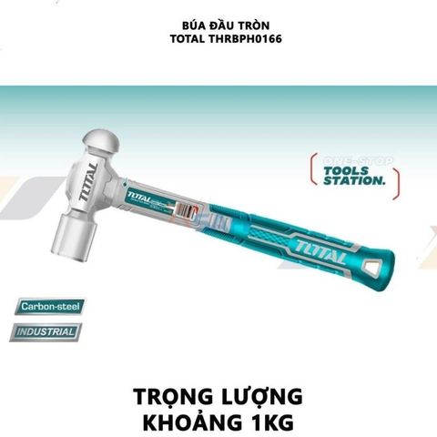 Búa Đầu Tròn Total 450g THRBPH0166 - Dụng Cụ Tiện Ích, Thép Cacbon 45#, Tay Cầm Kiểu Dáng Mảnh, Chất Lượng cao