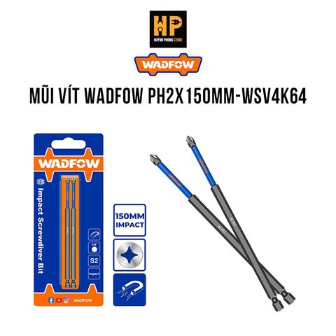 Bộ 2 Mũi Bắt Vít PH2 150mm Wadfow - Thép Công Nghiệp S2, Từ Tính, Chất Lượng Cao, Dụng Cụ Tiện Ích