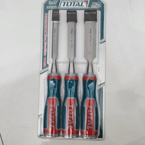 Bộ đục gỗ Total THT41K0302 - 140mm với 3 đầu đục 12mm, 19mm, 25mm, chất liệu CRV, dụng cụ hoàn hảo cho gia đình và thợ mộc.