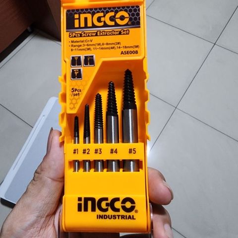 Bộ mũi taro lấy ốc gãy 3-18mm 5 chi tiết Ingco AES008 - Dụng cụ chuyên dụng chất lượng cao cho sửa chữa và lắp ráp