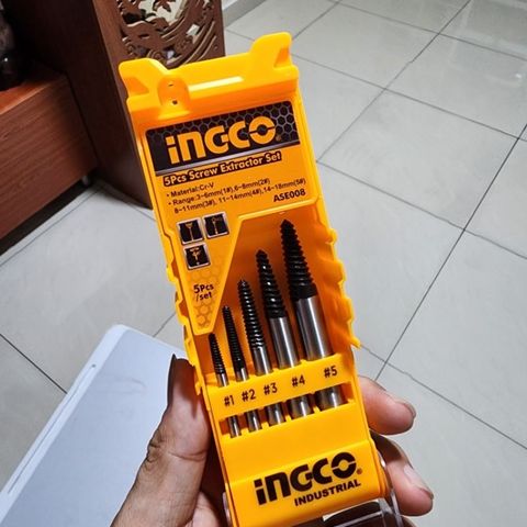Bộ mũi taro lấy ốc gãy 3-18mm 5 chi tiết Ingco AES008 - Dụng cụ chuyên dụng chất lượng cao cho sửa chữa và lắp ráp