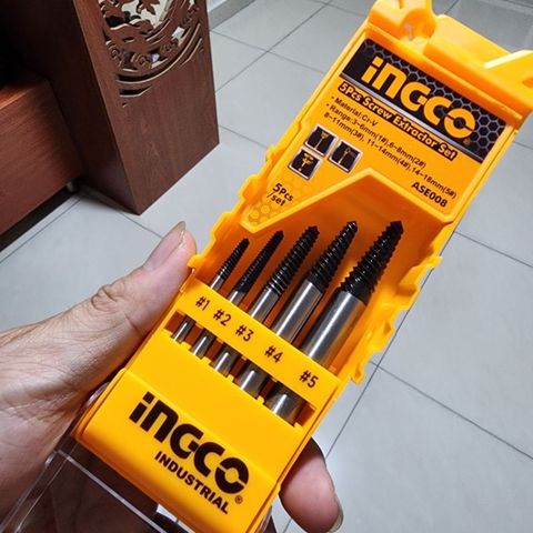 Bộ mũi taro lấy ốc gãy 3-18mm 5 chi tiết Ingco AES008 - Dụng cụ chuyên dụng chất lượng cao cho sửa chữa và lắp ráp