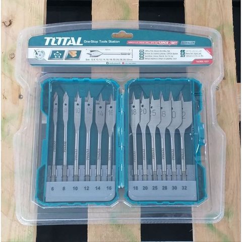 Bộ 12 Mũi Khoan Gỗ Đầu Dẹp 6-30mm Total TACSDL1201 - Dụng Cụ Tiện Ích Chất Lượng Cao, Xuất Xứ Trung Quốc