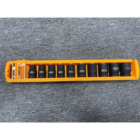 Bộ đầu tuýp 10 chi tiết 1/2 inch Ingco HKISSD12101 - Chất liệu thép CrMo, đa dạng kích thước, tiện lợi cho sửa chữa và bảo trì.