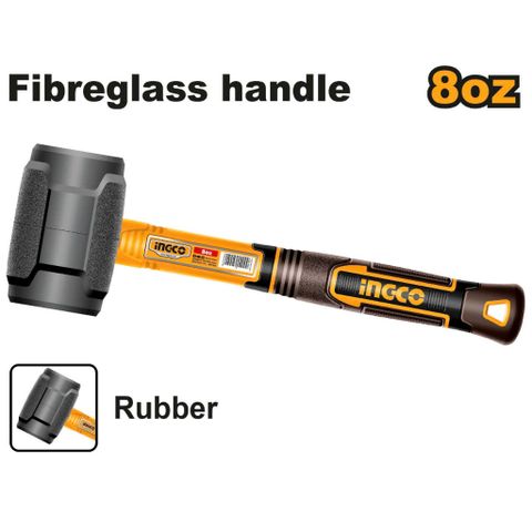 Búa Tạ Cao Su 220g Ingco HRUH8808 - Dụng Cụ Cầm Tay Không Tia Lửa, Tay Cầm Sợi Thủy Tinh, Bảo Vệ Bề Mặt Phôi