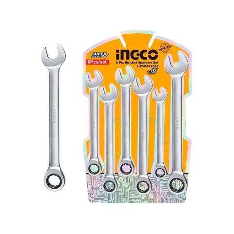 Bộ 6 Cờ Lê Miệng Vòng Tự Động CRV 8-17mm - Dụng Cụ Chất Lượng Cao Ingco - Tiện Ích Sửa Chữa Cơ Khí