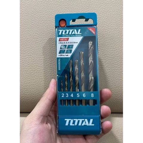 Bộ Mũi Khoan Kim Loại HSS 6 Chi Tiết Total TACSD0065 - Chất Liệu Thép Chống Mòn, Phôi Khoan Dễ Dàng, Kích Thước 2-8mm