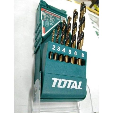 Bộ Mũi Khoan Kim Loại HSS 6 Chi Tiết Total TACSD0065 - Chất Liệu Thép Chống Mòn, Phôi Khoan Dễ Dàng, Kích Thước 2-8mm