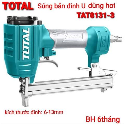 Súng Bắn Đinh U Dùng Hơi Total TAT8131-3 - Thiết Bị Tiện Ích Cho Công Trình Xây Dựng, Khả Năng Tải 100 PCS, Áp Suất Hoạt Động 60-100Psi