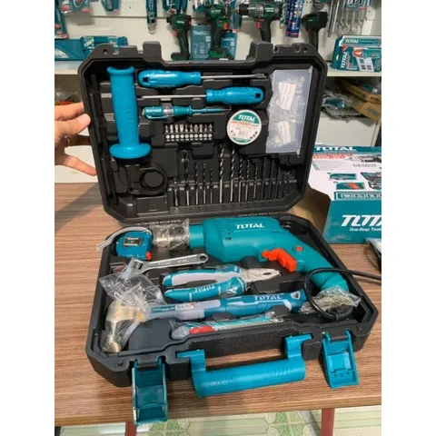 Bộ Đồ Nghề Điện Total 115 Chi Tiết - Máy Khoan Búa 680W, Dụng Cụ Sửa Chữa Đầy Đủ Cho Gia Đình