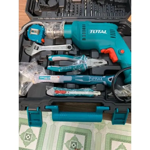 Bộ Đồ Nghề Điện Total 115 Chi Tiết - Máy Khoan Búa 680W, Dụng Cụ Sửa Chữa Đầy Đủ Cho Gia Đình