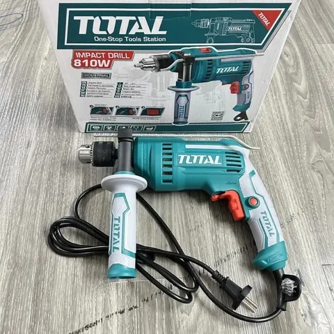 Máy khoan búa 13mm Total TG1081316E 810W - Đổi chiều, Tốc độ 2800rpm, Dụng cụ hỗ trợ khoan hiệu quả, Hộp màu sang trọng