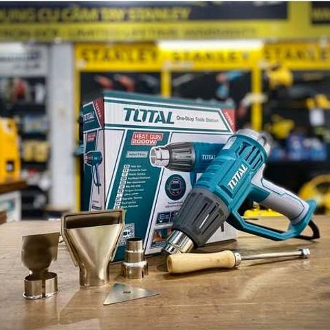 Máy thổi hơi nóng điện tử Total TB20056 - Công suất 2000W, điều chỉnh nhiệt độ trên màn hình LCD, kèm 3 vòi phun và 1 dao cạo