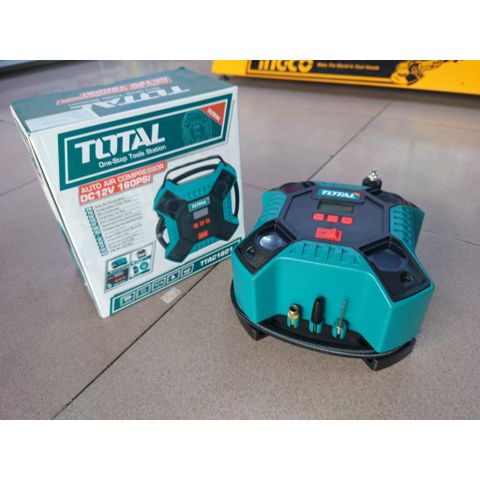 Bơm Hơi Lốp Xe Ô Tô Total TTAC1601 - Dụng Cụ Kiểm Tra Áp Suất 160PSI Kèm Đèn LED và Phụ Kiện Hữu Ích