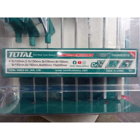 Bộ 8 Chìa Lục Giác Đầu Bằng Chữ T 2-10mm Total THHW80816 - Dụng Cụ Tiện Ích Chất Lượng Cao, Bền Chắc