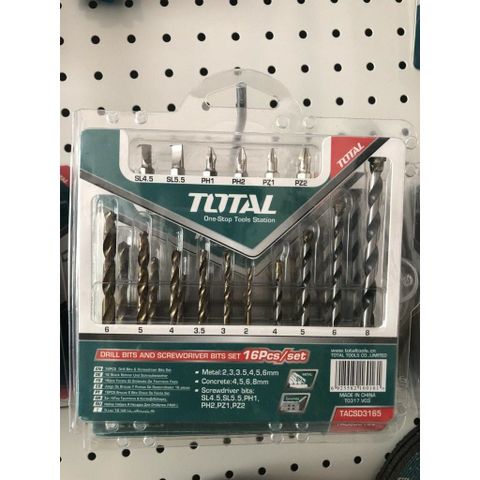 Bộ mũi khoan và siết vít đa năng 16 chi tiết Total TACSD3165 - Dụng cụ tiện ích cho thợ sửa chữa và DIY