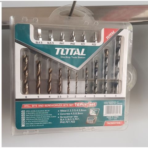 Bộ mũi khoan và siết vít đa năng 16 chi tiết Total TACSD3165 - Dụng cụ tiện ích cho thợ sửa chữa và DIY
