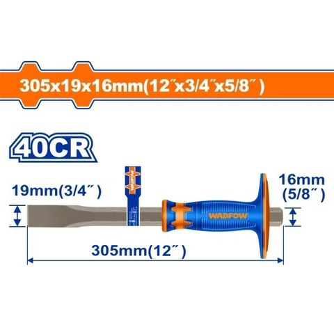 Mũi Đục Dẹp 19x16x305mm Wadfow - Dụng Cụ Tiện Ích Chất Liệu 40cr, Thiết Kế Hiện Đại, Sản Xuất Tại Trung Quốc