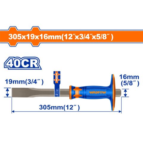 Mũi Đục Dẹp 19x16x305mm Wadfow - Dụng Cụ Tiện Ích Chất Liệu 40cr, Thiết Kế Hiện Đại, Sản Xuất Tại Trung Quốc