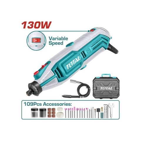 Máy mài khuôn mini 3.2mm 130W Total TG513326 - Công cụ đa năng với 109 linh kiện, tốc độ 10000-35000rpm, hoàn hảo cho sửa chữa và chế tác.