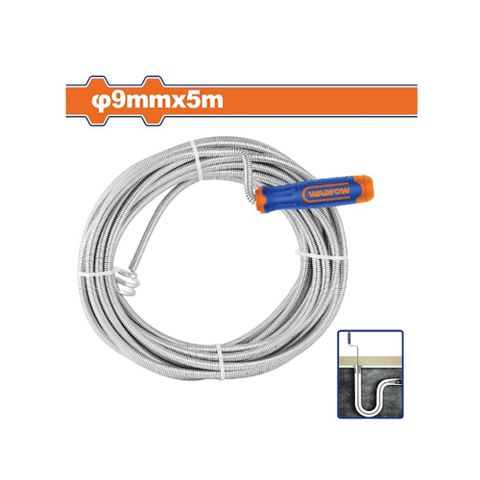 Dụng cụ thông tắc đường ống Wadfow 9mmx5M - Thép lò xo bền bỉ, dễ sử dụng, hoàn hảo cho việc làm sạch bồn rửa.