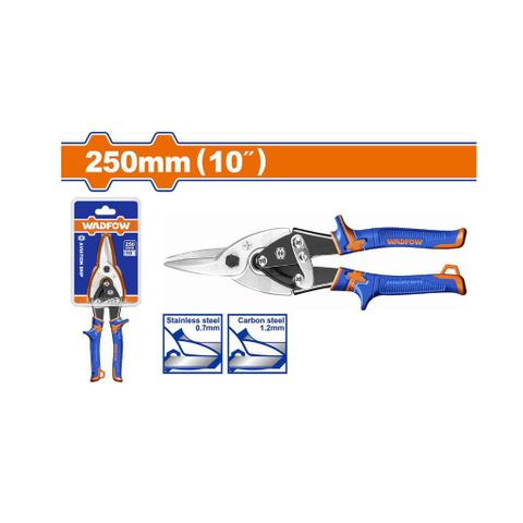Kéo cắt tôn thẳng 10 inch Wadfow WAS2410 - Dụng cụ cắt tôn chính xác cho thép cacbon và không gỉ, tay cầm mềm chống trượt