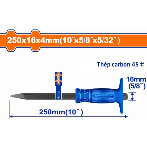 Mũi Đục Nhọn Bê Tông 4x16x250mm WCC1303 - Dụng Cụ Thép Carbon 45# Chất Lượng Cao, Thiết Kế Tiện Dụng cho Công Trình Ủy Quyền