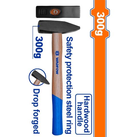 Búa cơ khí 300g Wadfow WMB1303 - Dụng cụ rèn thả thép carbon 45# với tay cầm gỗ cứng, lý tưởng cho thợ sửa chữa và DIY